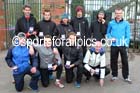10 of the 12 members of the 3rd placed Morpeth Harriers in the 12 Stage Relay, 2014 Northern 12 and 6 Stage Relays, Heaton Park, Manchester. Photo: David T. Hewitson/Sports for All Pics